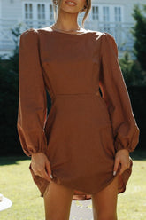 Fashion Street Solid Hollowed Out O Neck A Line Dresses